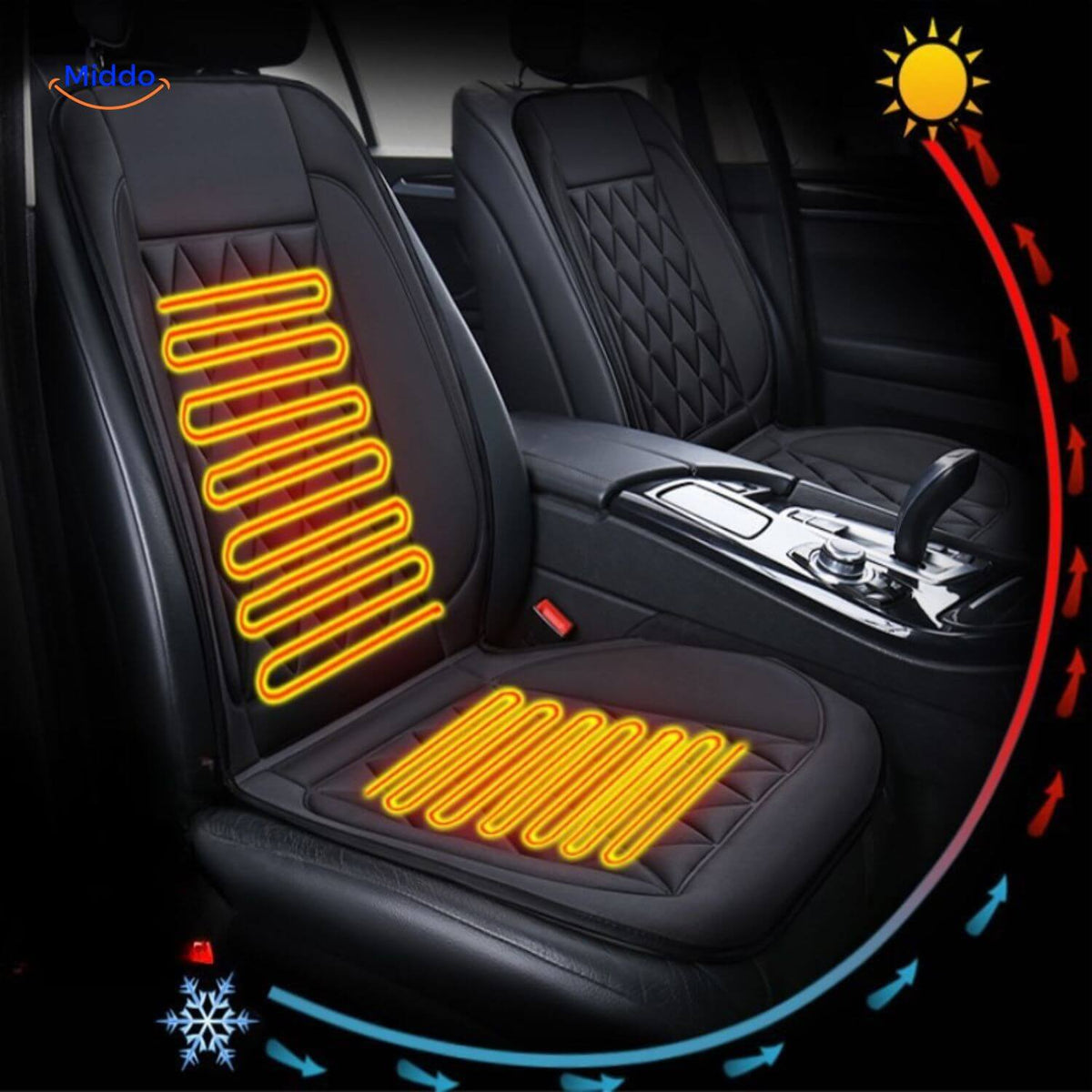 Verwarmbaar Zitkussen 12V Auto Stoelkussen Snelle Opwarming Warme Zitting Rugsteun Comfort Winter Autostoel | Sansoti