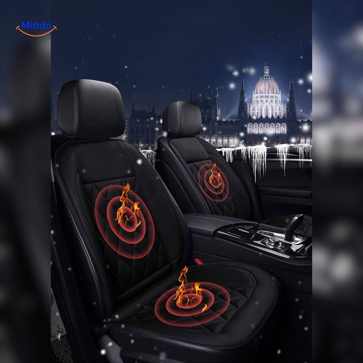 Verwarmbaar Zitkussen 12V Auto Stoelkussen Snelle Opwarming Warme Zitting Rugsteun Comfort Winter Autostoel | Sansoti