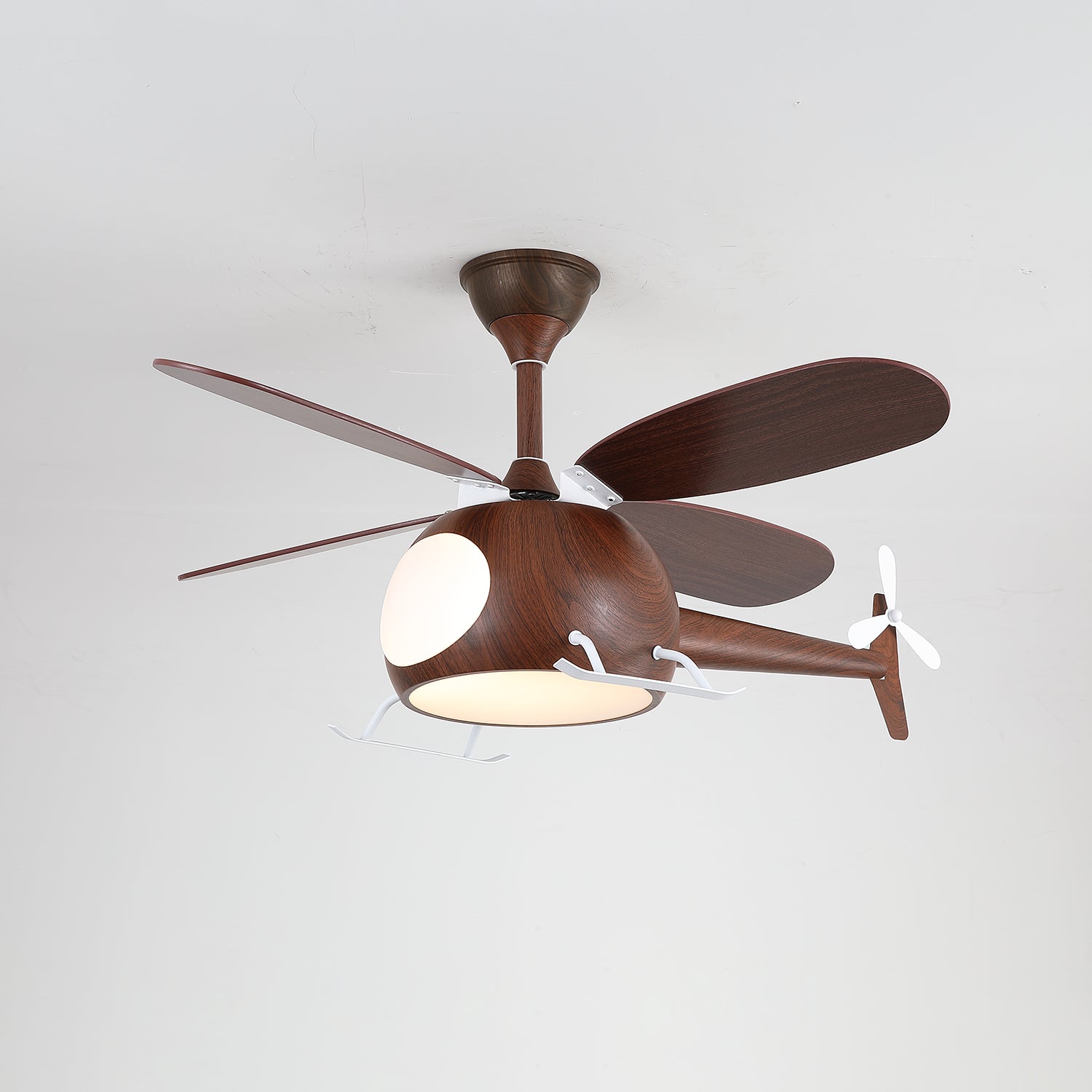 Moderne plafondventilator met verlichting voor kinderkamer – houten bladen Ø70cm | Sansoti