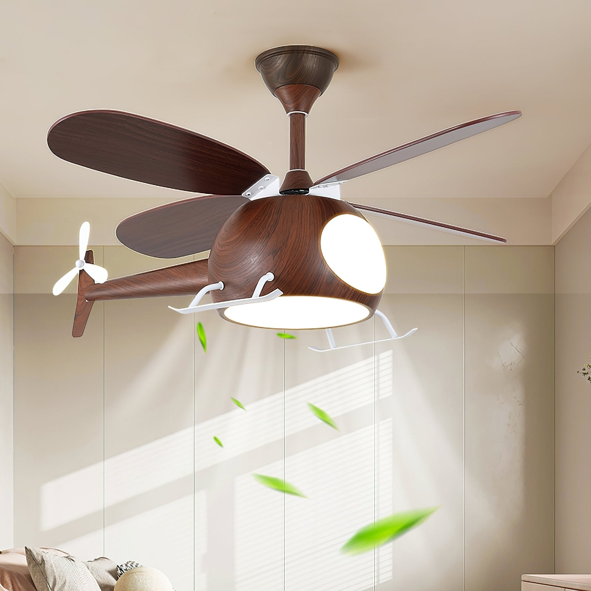 Moderne Plafondventilator met Verlichting Aviara Breeze – Ø70×H30 cm – 6 Snelheden – LED 35W – Walnoot & Houtkleur – Afstandsbediening – Kinderkamer & Woonkamer | Sansoti
