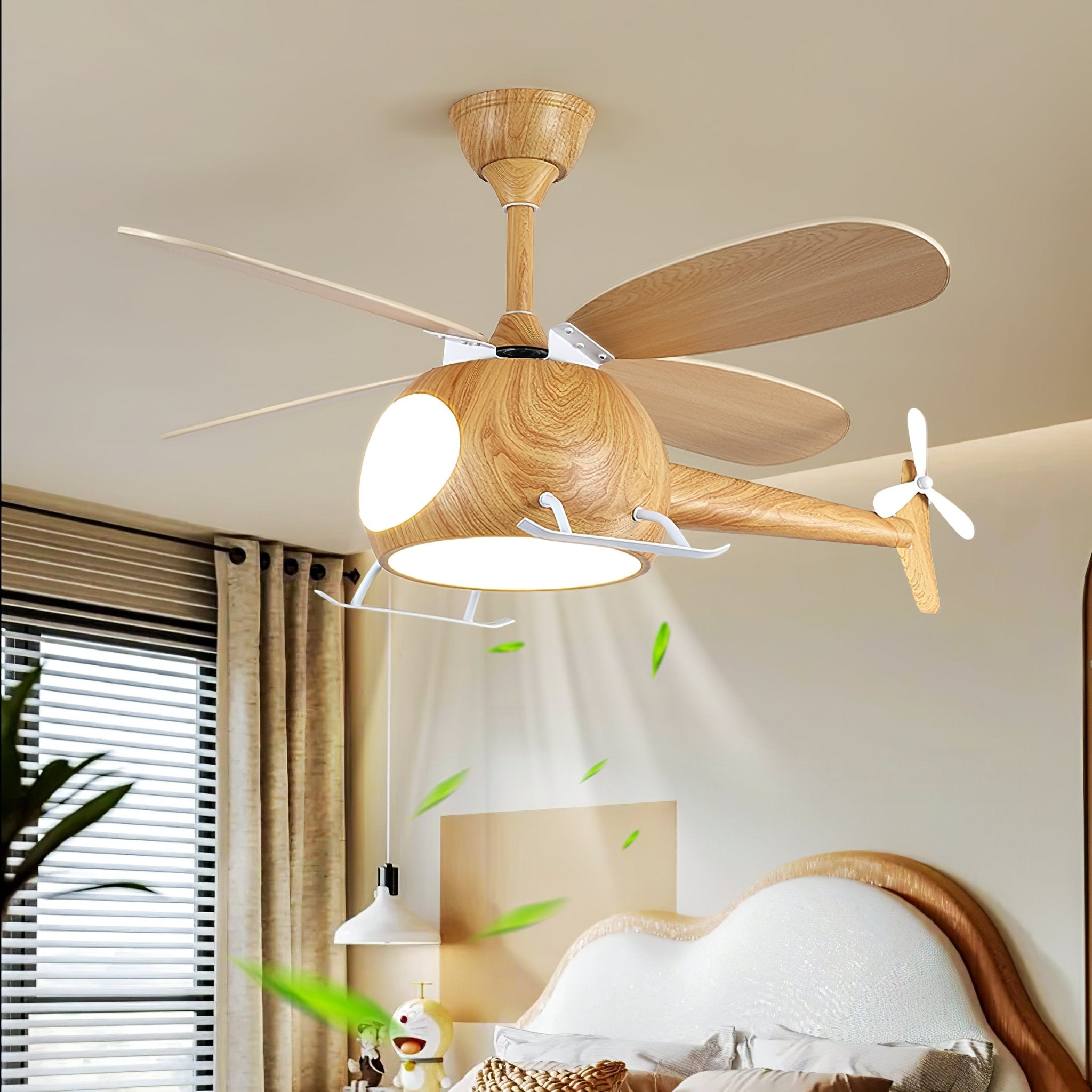 Moderne Plafondventilator met Verlichting Aviara Breeze – Ø70×H30 cm – 6 Snelheden – LED 35W – Walnoot & Houtkleur – Afstandsbediening – Kinderkamer & Woonkamer | Sansoti
