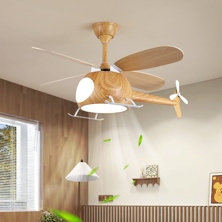 Moderne plafondventilator met verlichting voor kinderkamer – houten bladen Ø70cm | Sansoti