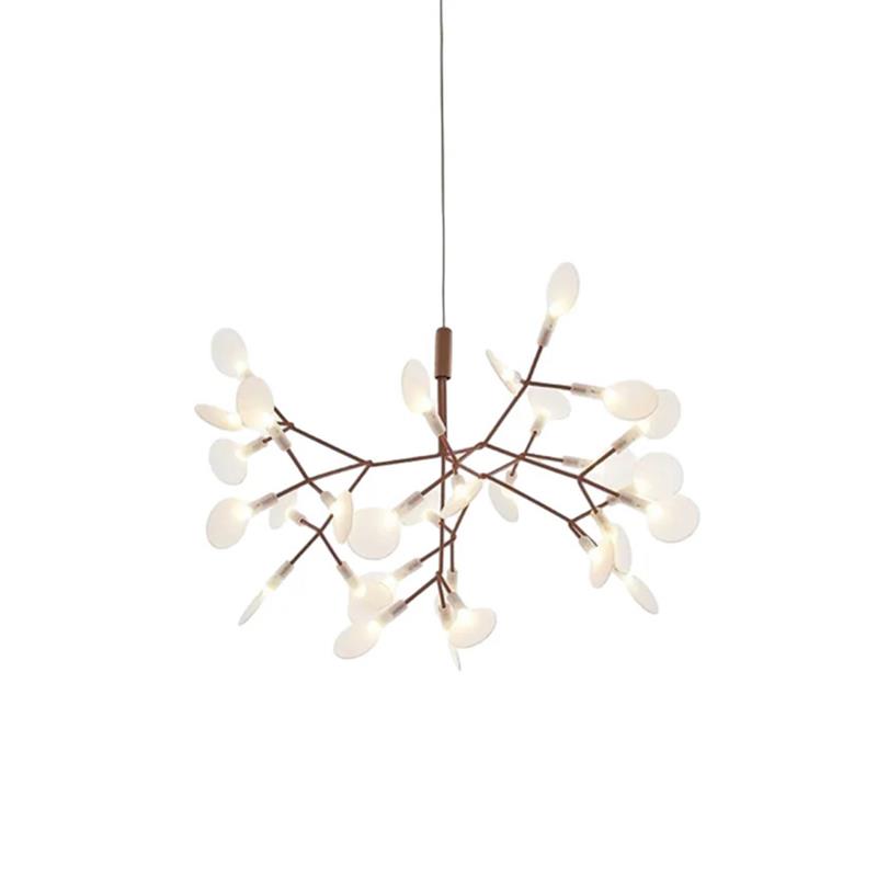 Design Heracleum Kroonluchter met LED Bladeren – Moderne Organische Hanglamp met 30 tot 108 Lichtpunten in Zwart of Roségoud | Sansoti