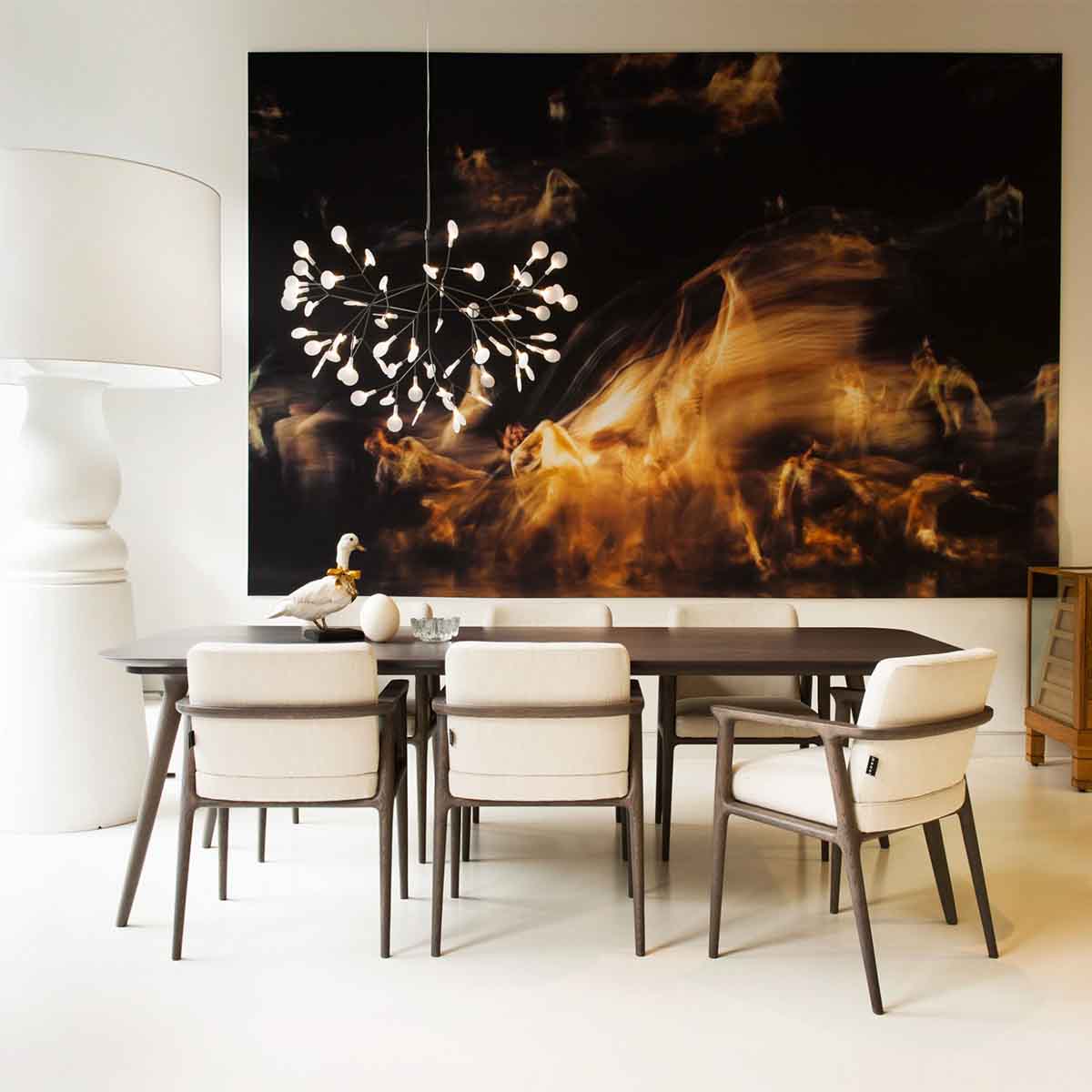 Design Heracleum Kroonluchter met LED Bladeren – Moderne Organische Hanglamp met 30 tot 108 Lichtpunten in Zwart of Roségoud | Sansoti