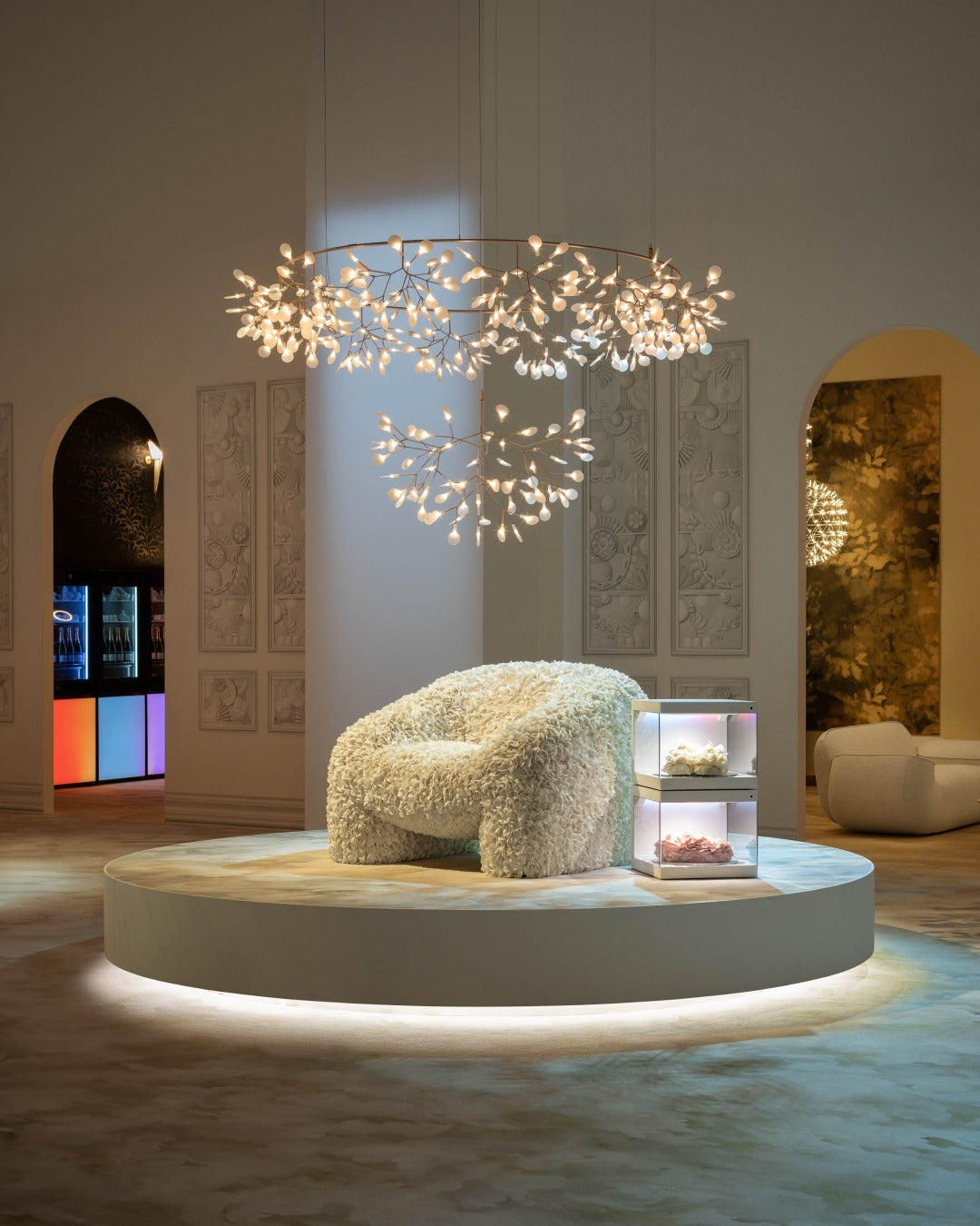 Design Heracleum Kroonluchter met LED Bladeren – Moderne Organische Hanglamp met 30 tot 108 Lichtpunten in Zwart of Roségoud | Sansoti