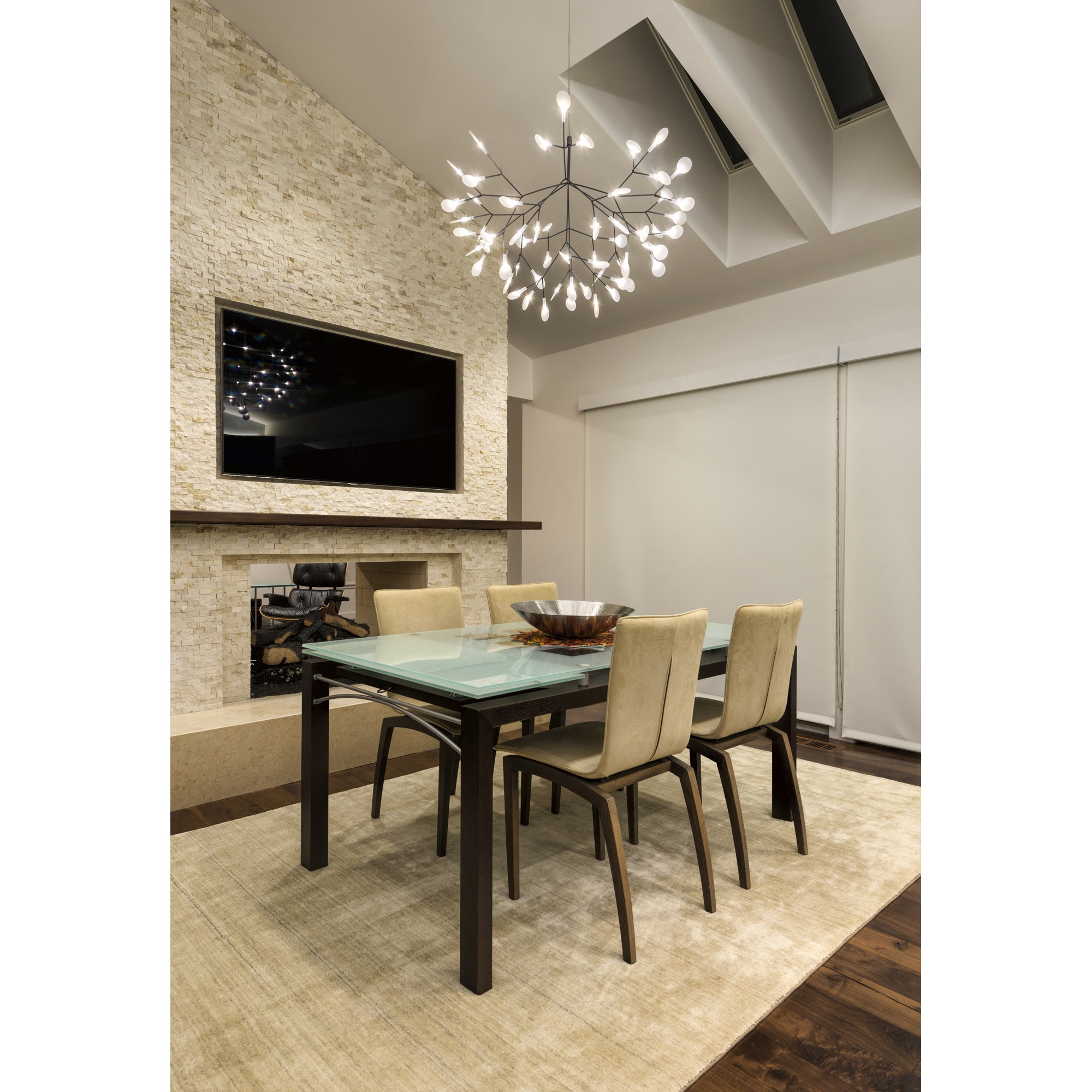 Design Heracleum Kroonluchter met LED Bladeren – Moderne Organische Hanglamp met 30 tot 108 Lichtpunten in Zwart of Roségoud | Sansoti