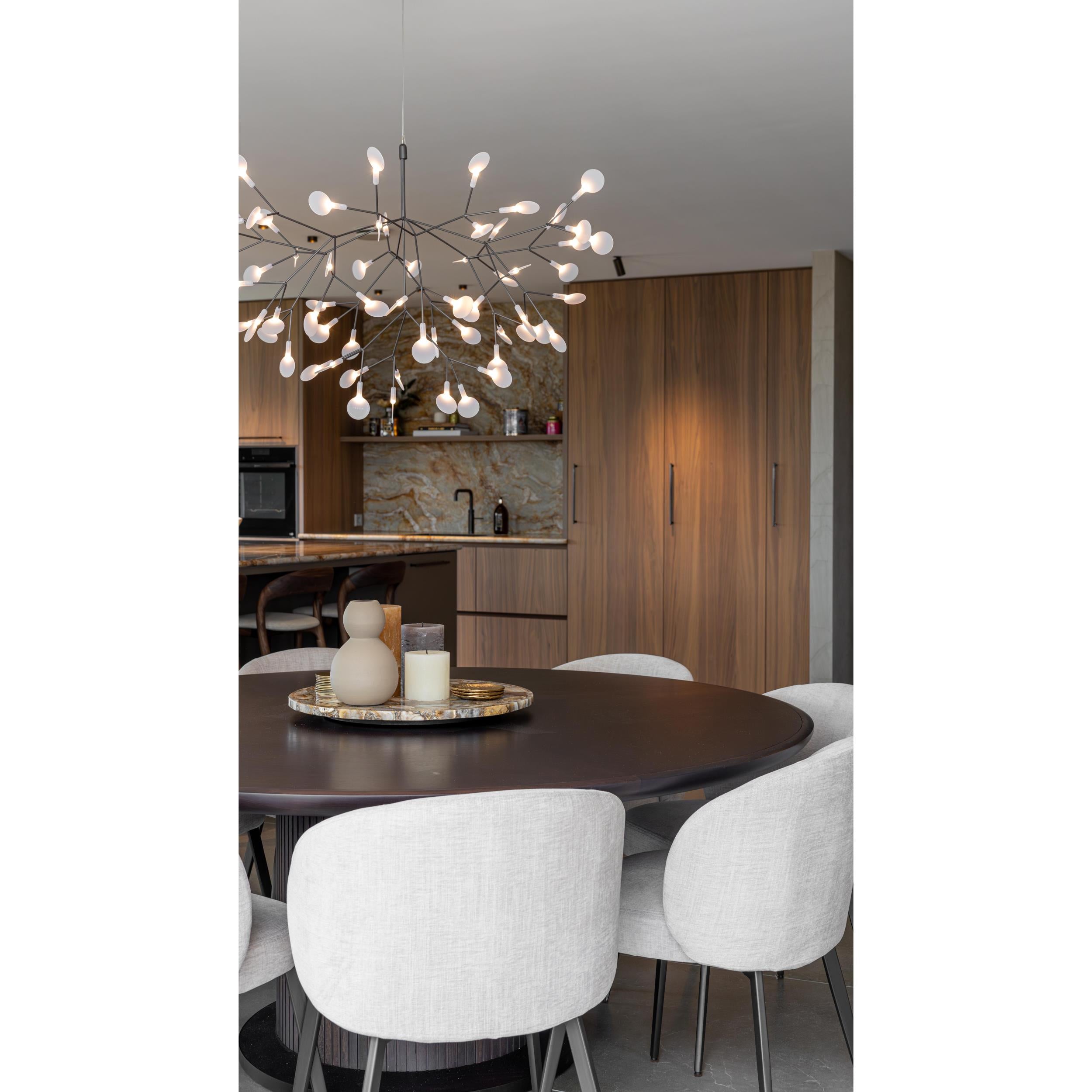 Design Heracleum Kroonluchter met LED Bladeren – Moderne Organische Hanglamp met 30 tot 108 Lichtpunten in Zwart of Roségoud | Sansoti