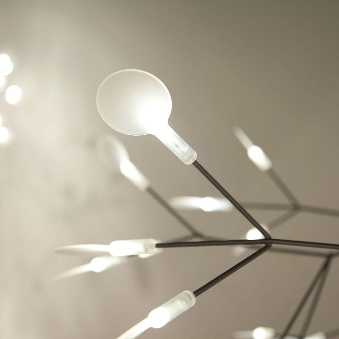 Design Heracleum Kroonluchter met LED Bladeren – Moderne Organische Hanglamp met 30 tot 108 Lichtpunten in Zwart of Roségoud | Sansoti