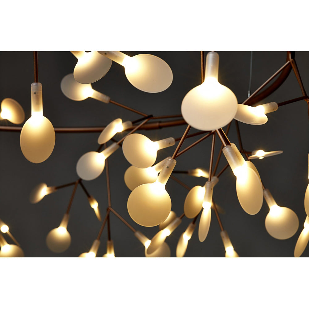 Design Heracleum Kroonluchter met LED Bladeren – Moderne Organische Hanglamp met 30 tot 108 Lichtpunten in Zwart of Roségoud | Sansoti