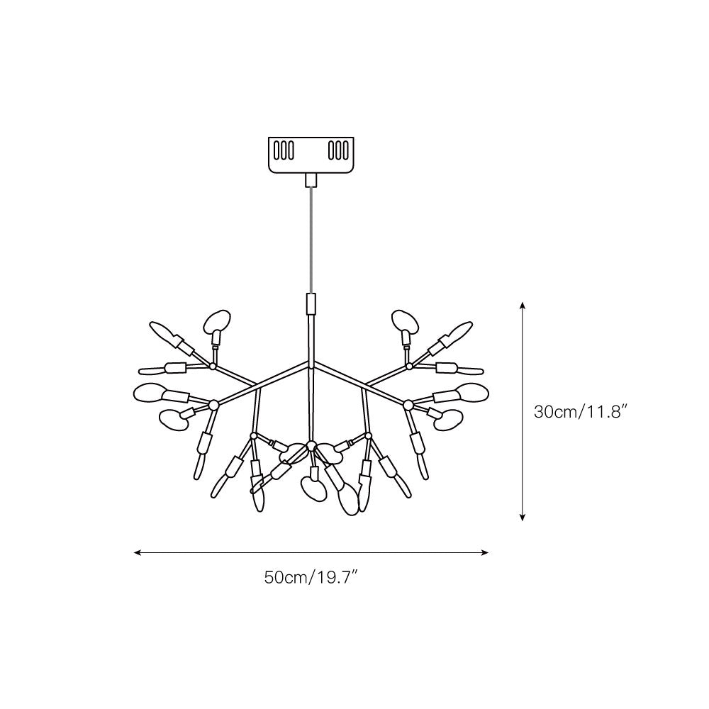 Design Heracleum Kroonluchter met LED Bladeren – Moderne Organische Hanglamp met 30 tot 108 Lichtpunten in Zwart of Roségoud | Sansoti