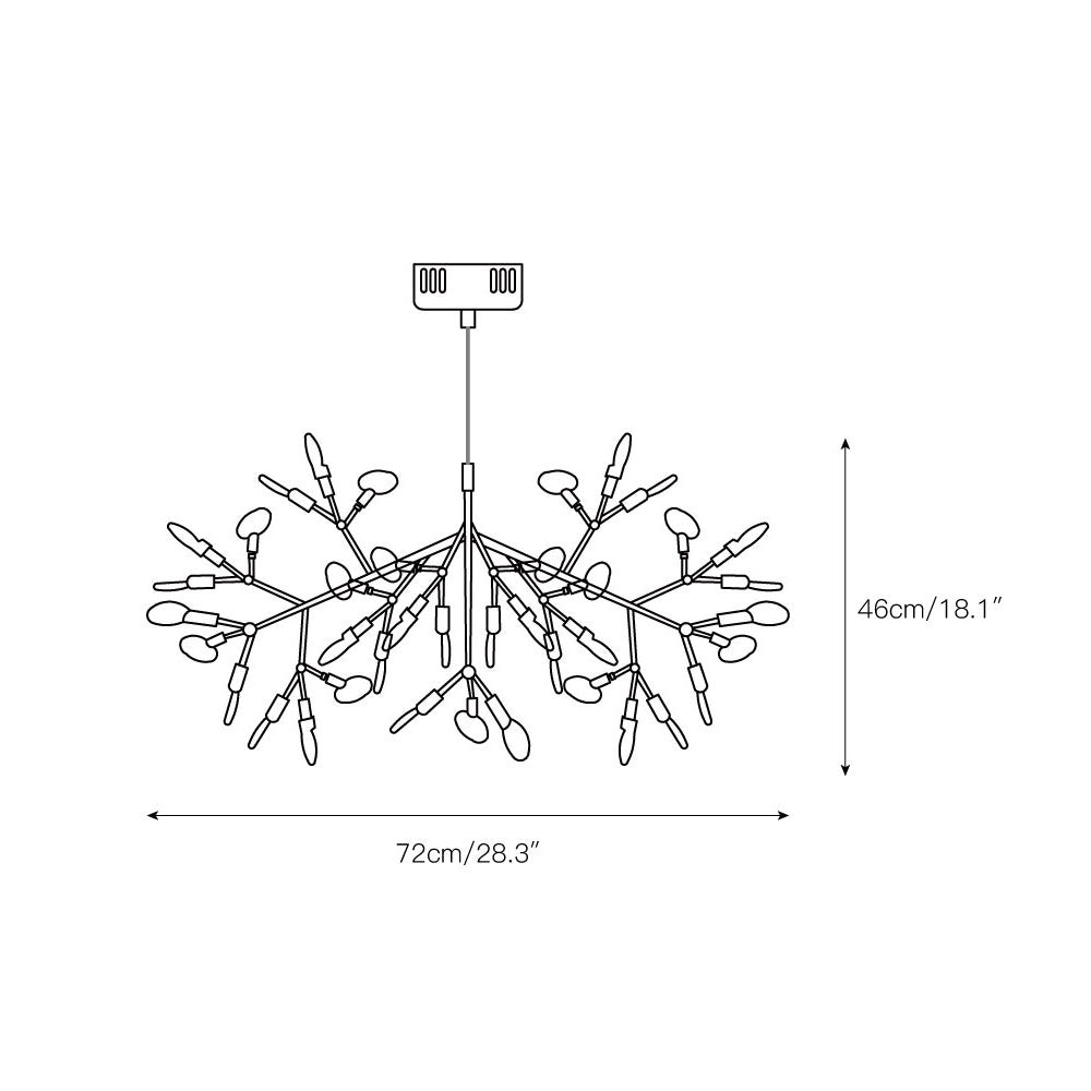 Design Heracleum Kroonluchter met LED Bladeren – Moderne Organische Hanglamp met 30 tot 108 Lichtpunten in Zwart of Roségoud | Sansoti