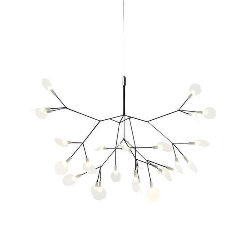 Design Heracleum Kroonluchter met LED Bladeren – Moderne Organische Hanglamp met 30 tot 108 Lichtpunten in Zwart of Roségoud | Sansoti