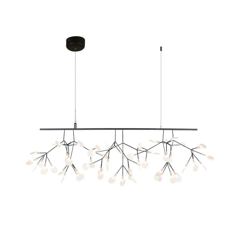 Design Heracleum Kroonluchter met LED Bladeren – Moderne Organische Hanglamp met 30 tot 108 Lichtpunten in Zwart of Roségoud | Sansoti