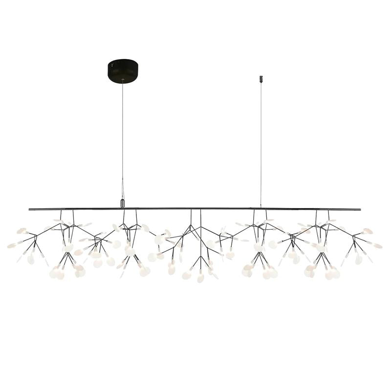 Design Heracleum Kroonluchter met LED Bladeren – Moderne Organische Hanglamp met 30 tot 108 Lichtpunten in Zwart of Roségoud | Sansoti
