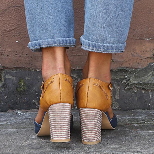 Dames Sandalen Blokhak Verstelbaar Enkelbandje Zomer Katoenen Hakschoenen Elegant Comfortabel Damesschoeisel | Sansoti