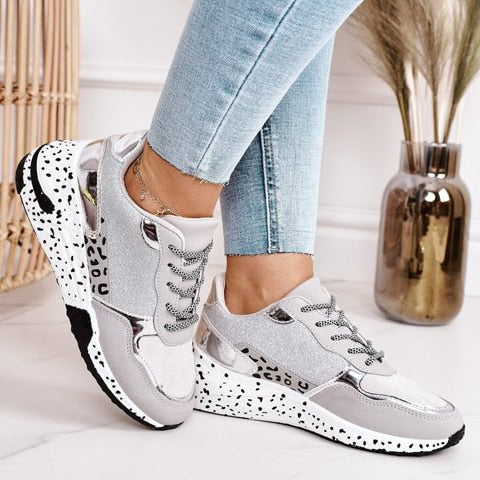 Dames Sneakers Lichtgewicht Antislip Zool Comfortabel Voetbed Dagelijks Gebruik Goud Zilver Casual Sportschoenen | Sansoti