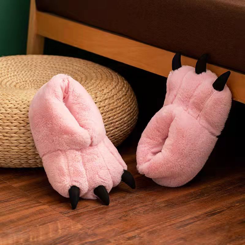 Plüsch-Pantoffeln mit Bärenklauen, Hausschuhe mit Tiermotiv, warme Füße, bequem, weich, niedlich, für drinnen, rutschfest | Sansoti