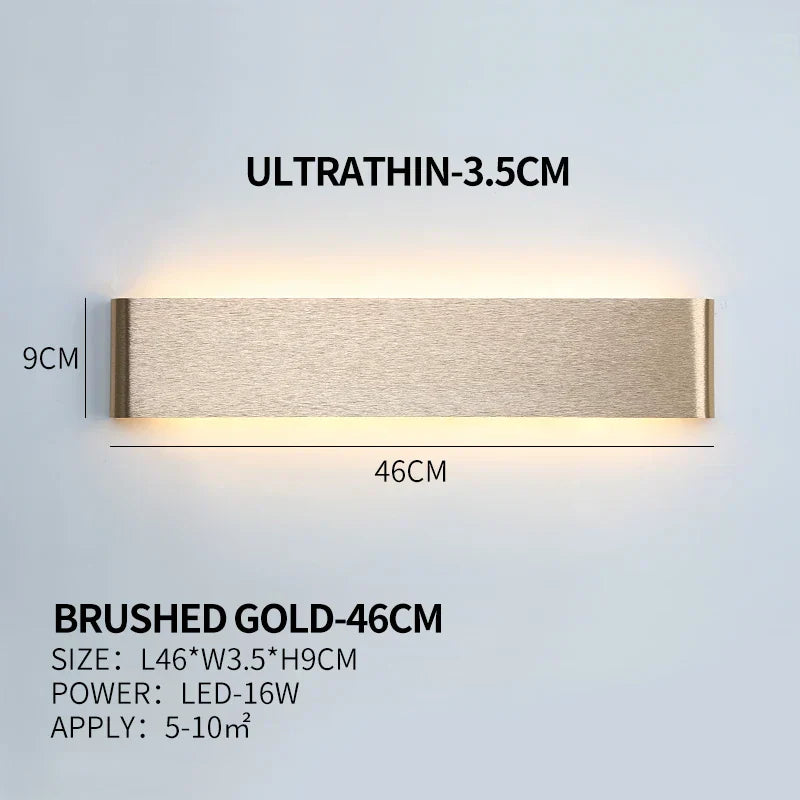 Ultra-dunne design wandlamp APHRODITE — moderne aluminium LED-wandverlichting met acryl kap | Sansoti