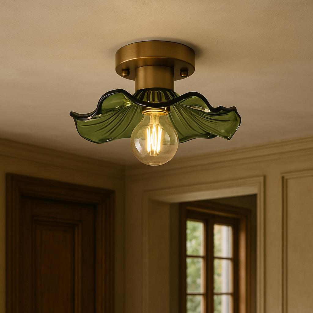 Hibiskus Deckenleuchte Glas Aluminium Grün Deckenbeleuchtung LED 3000K Flur Schlafzimmer Modernes Design Beleuchtung | Restfield
