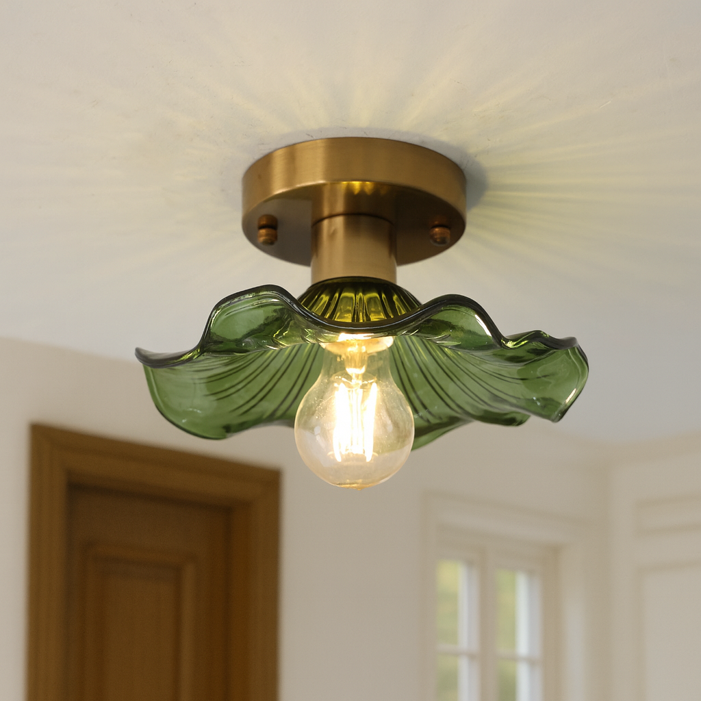 Hibiskus Deckenleuchte Glas Aluminium Grün Deckenbeleuchtung LED 3000K Flur Schlafzimmer Modernes Design Beleuchtung | Restfield