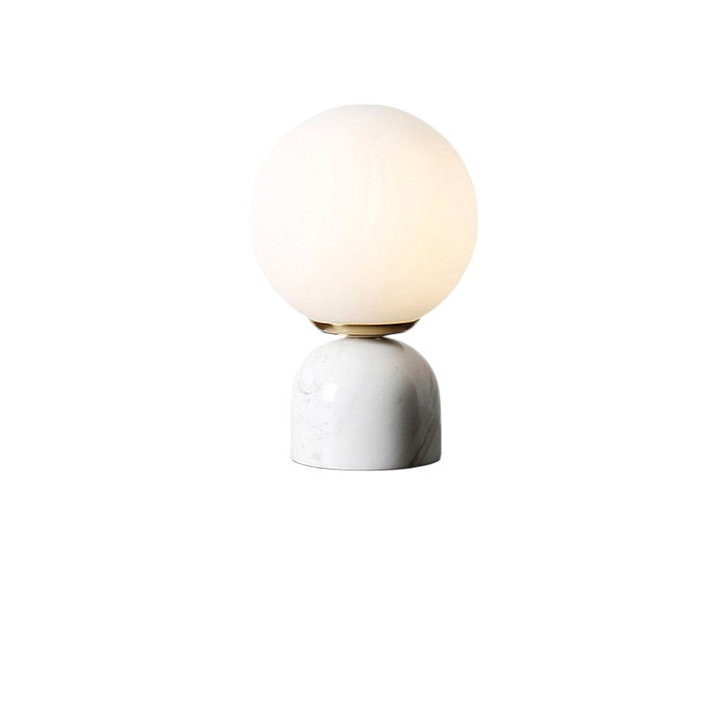 Hindsa Tischlampe Marmor Glas Ø15xH9 warmes Licht 3000K Tischlampe Nachttisch Wohnzimmer Design Beleuchtung minimalistisch skandinavisch | Restfield