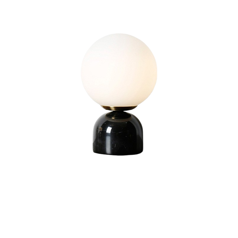 Hindsa Tischlampe Marmor Glas Ø15xH9 warmes Licht 3000K Tischlampe Nachttisch Wohnzimmer Design Beleuchtung minimalistisch skandinavisch | Restfield