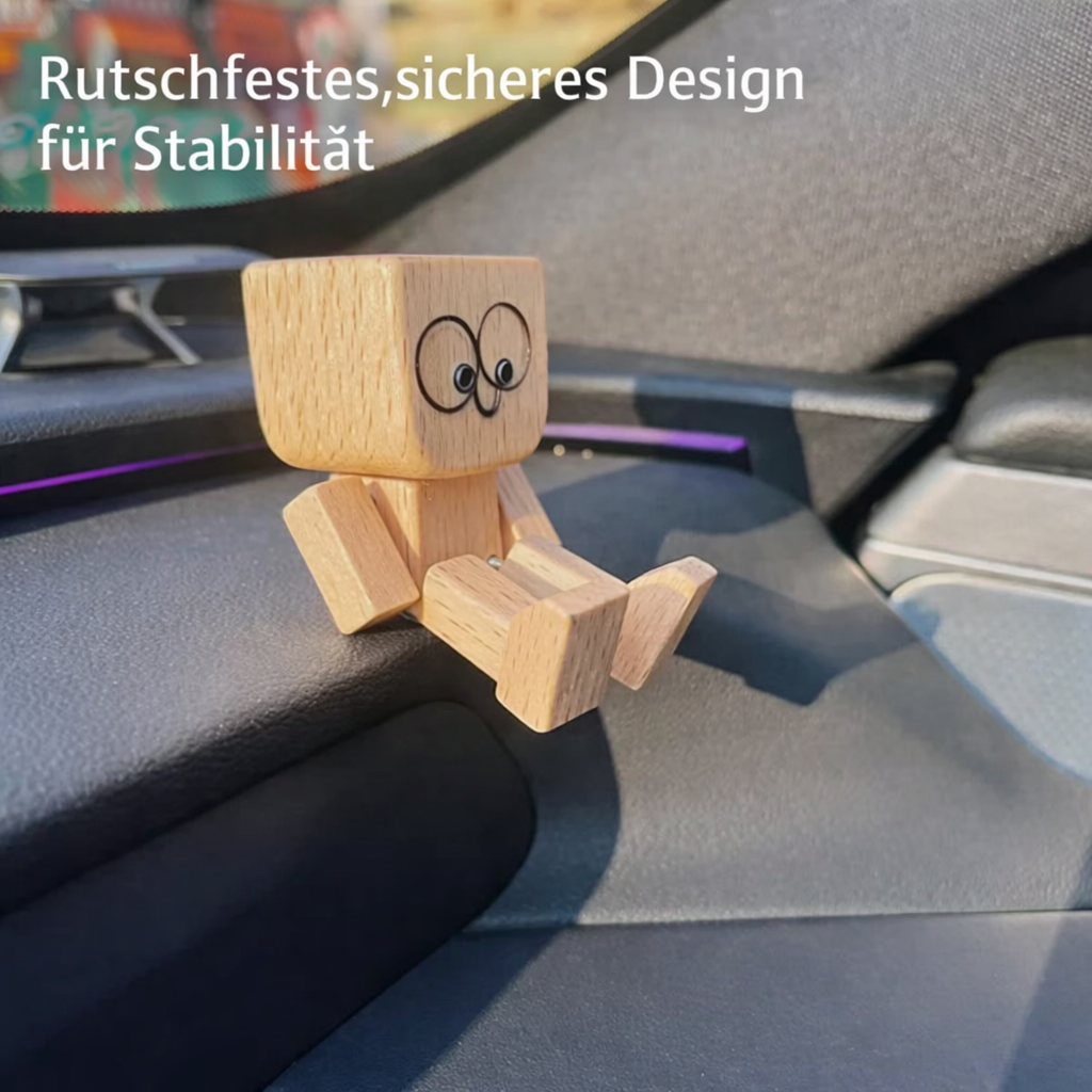 Houten Decoratiefiguur met Wippende Beweging en 12 Magnetische Gezichten | Sansoti