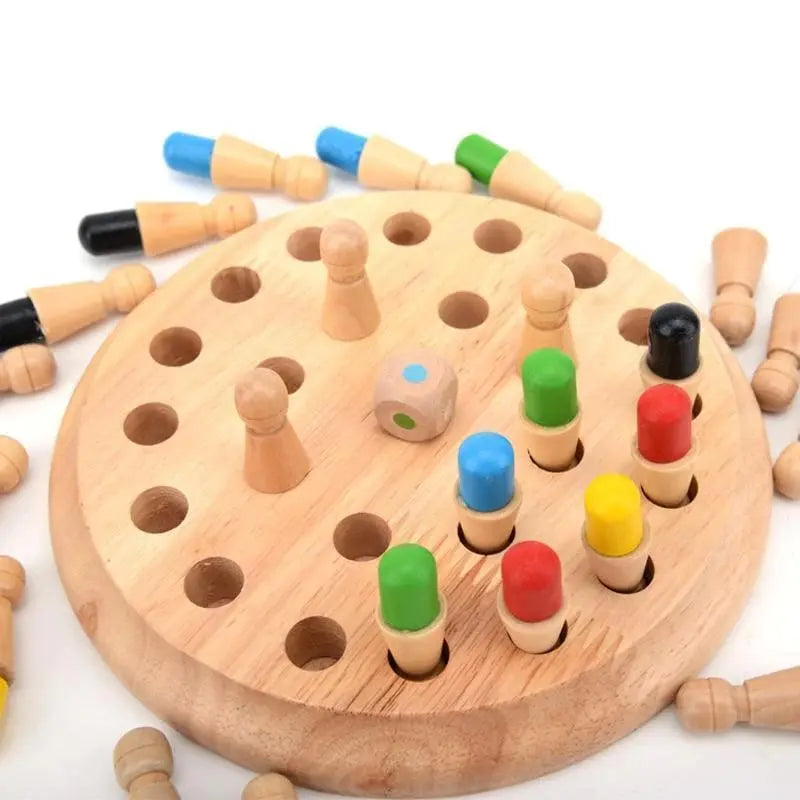 Houten Memory Schaakspel Kinderen 18x18cm Gifvrij Handgemaakt Familiespel | Sansoti