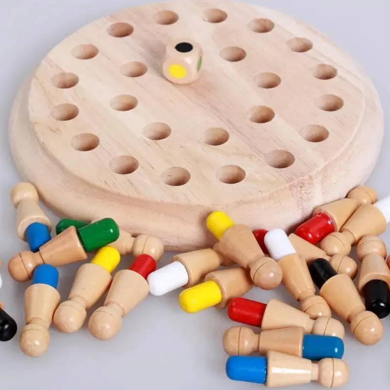 Houten Memory Schaakspel Kinderen 18x18cm Gifvrij Handgemaakt Familiespel | Sansoti