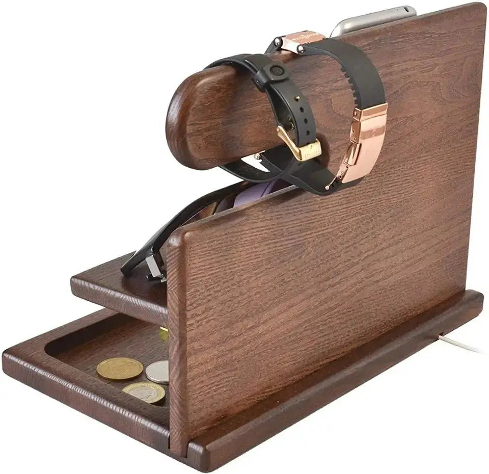 Houten Bureau-organizer met Telefoonhouder en Vakken voor Kantoor Werkplek Opberging Accessoires Pen | Sansoti
