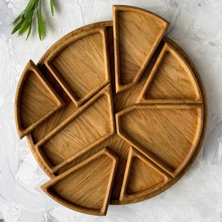Houten Serveerplank Rond 25cm Rubio Olie Was Kaasplank Snackplank Tapasplank Uitneembare Vakken Hapjesplank Gasten Borrelplank | Sansoti