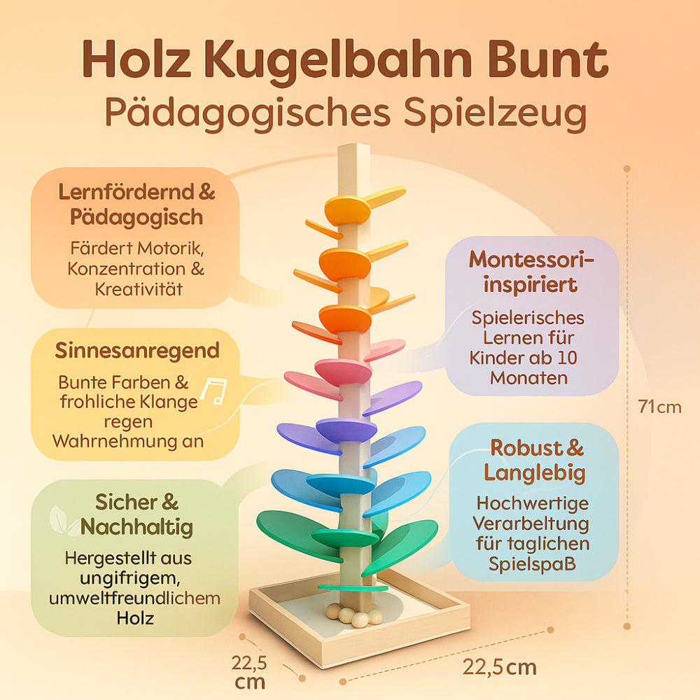 Houten Knikkerbaan Kleurrijk Educatief Speelgoed voor Motoriek en Creativiteit | Sansoti