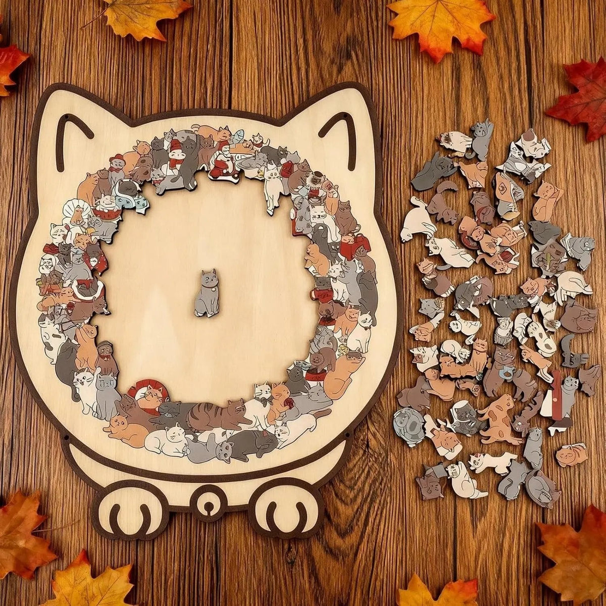 Holzpuzzle mit 135 Teilen, Katzensilhouette, Achtsamkeit, Entspannung, dekoratives Puzzle, Tierform | Sansoti