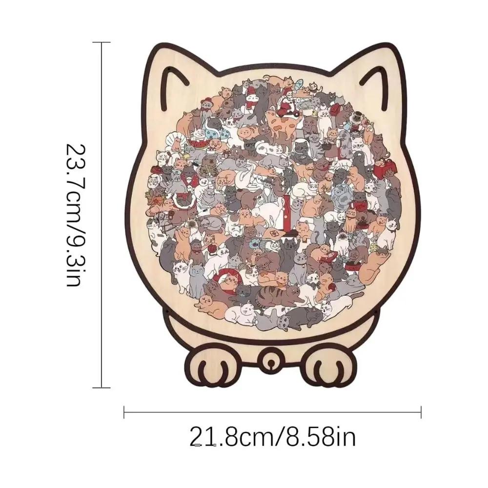 Holzpuzzle mit 135 Teilen, Katzensilhouette, Achtsamkeit, Entspannung, dekoratives Puzzle, Tierform | Sansoti