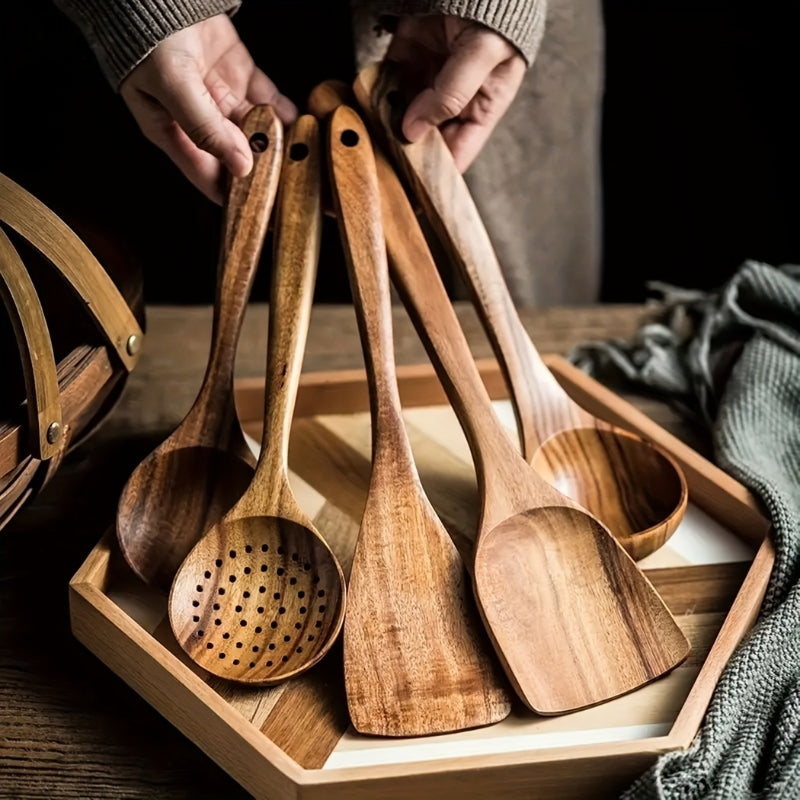 Restfield | Ensemble d'ustensiles de cuisine en bois de luxe 5 pièces