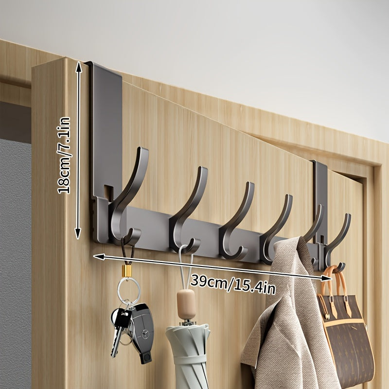 Deurkapstok Aluminium 39cm Zwart Over Deur Kapstok Jassen Handdoeken Kapstokhaak Zonder Boren Ruimtebesparend Organizer | Sansoti