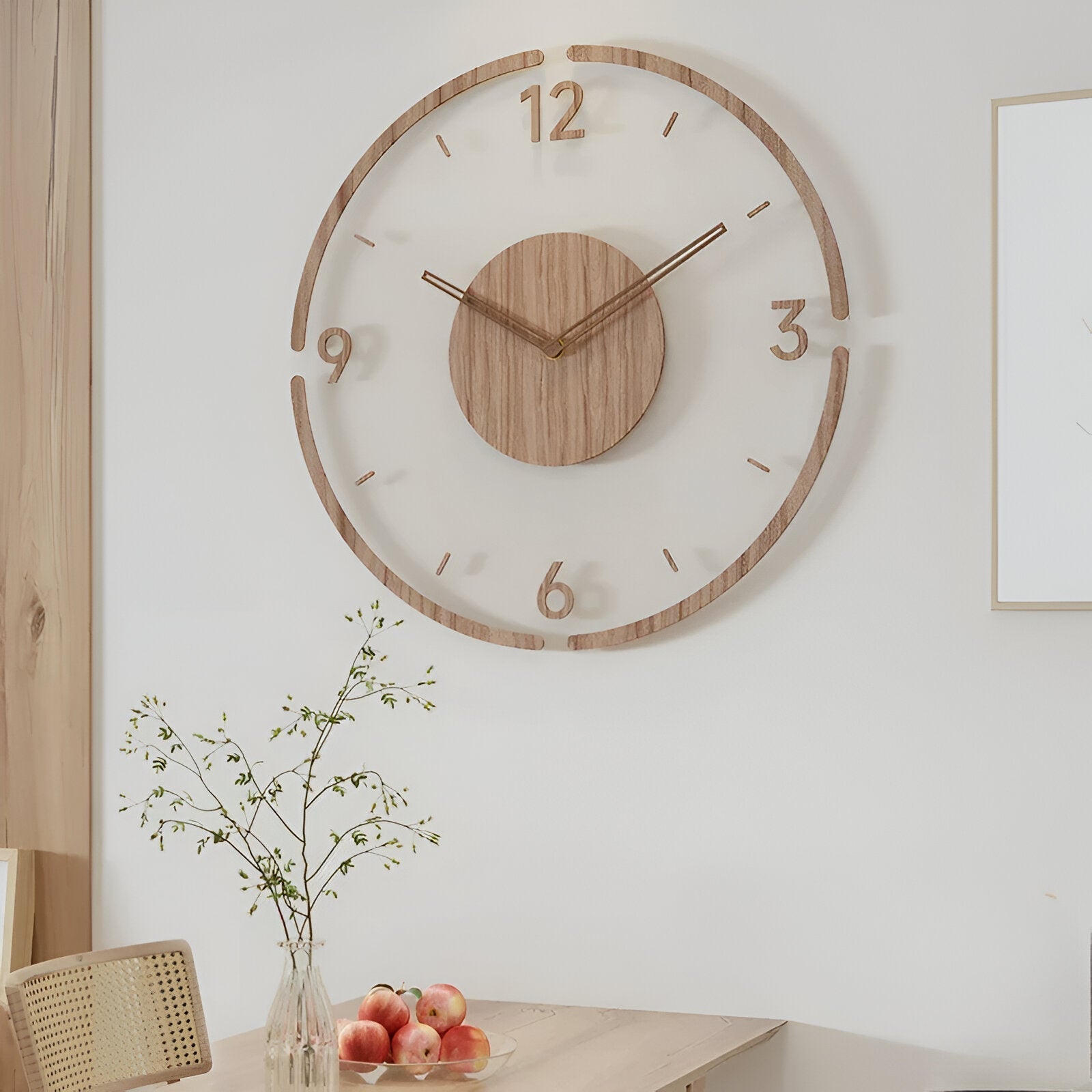 Minimalistische Wandklok Hout Acryl Stil Uurwerk 30-35cm Scandinavisch Interieur Modern Design Klok | Sansoti