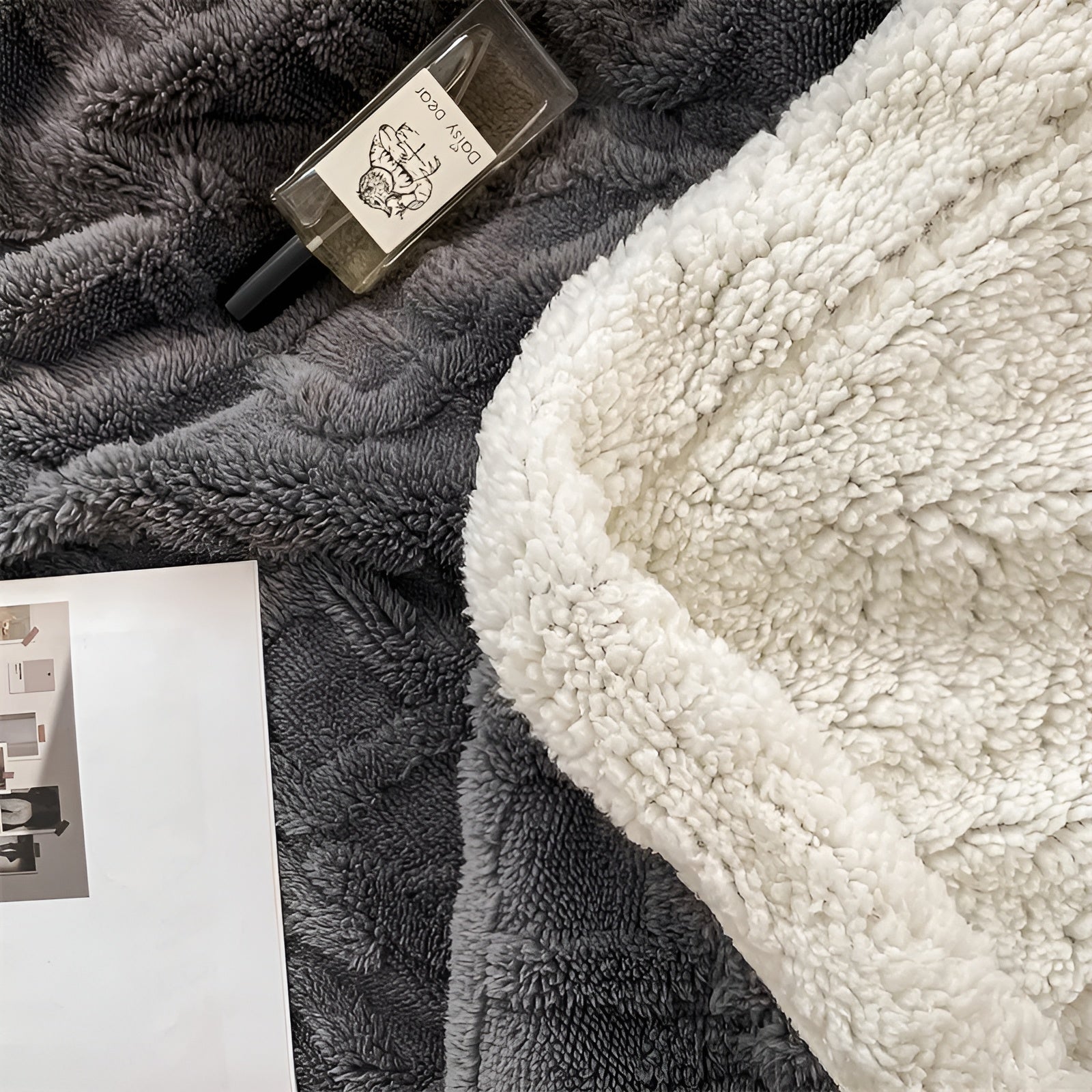 Fleecedeken Tweezijdig Polyester Grijs Wit Bank Bed Warm Deken 100x150 150x200 200x230 cm Zacht Plaid Winterdeken Sherpa Deken | Sansoti