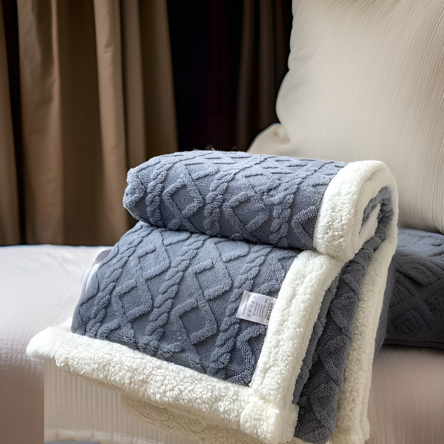 Fleecedeken Tweezijdig Polyester Grijs Wit Bank Bed Warm Deken 100x150 150x200 200x230 cm Zacht Plaid Winterdeken Sherpa Deken | Sansoti