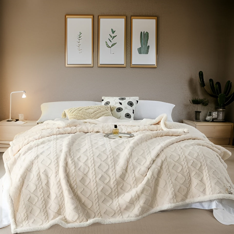 Fleecedeken Tweezijdig Polyester Grijs Wit Bank Bed Warm Deken 100x150 150x200 200x230 cm Zacht Plaid Winterdeken Sherpa Deken | Sansoti