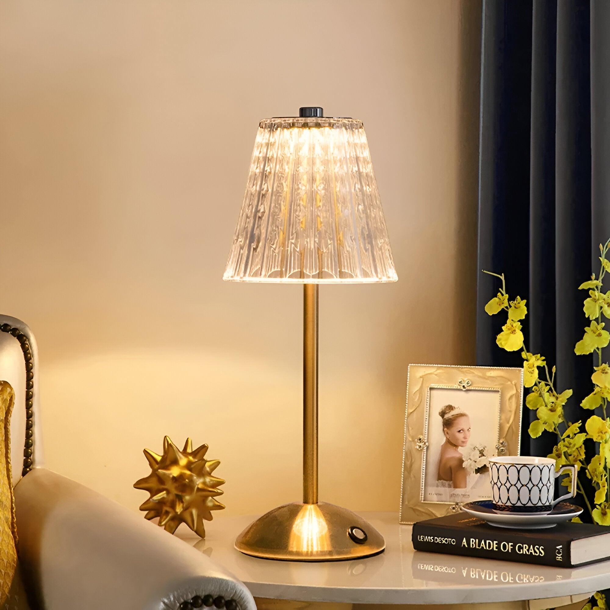 Lampe de table vintage sans fil en verre – Éclairage d’ambiance rechargeable pour salon et chambre | Restfield