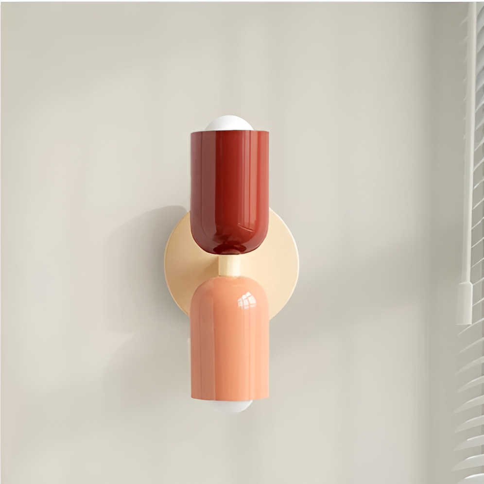 Wandlamp Metaal Kunststof Dubbelzijdig Rood Beige Wandverlichting Binnen LED E27 Slaapkamer Woonkamer Design Lamp | Sansoti