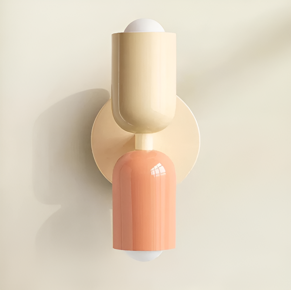 Wandlamp Metaal Kunststof Dubbelzijdig Rood Beige Wandverlichting Binnen LED E27 Slaapkamer Woonkamer Design Lamp | Sansoti