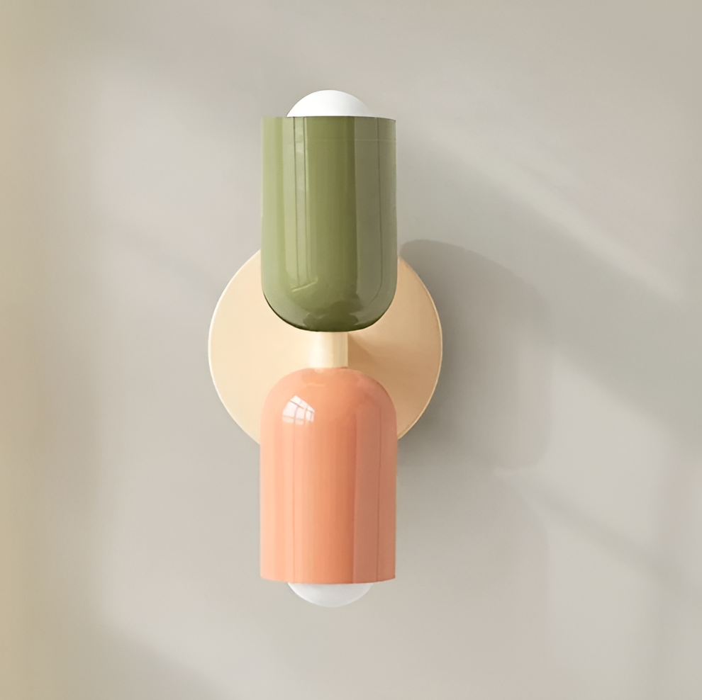 Wandlamp Metaal Kunststof Dubbelzijdig Rood Beige Wandverlichting Binnen LED E27 Slaapkamer Woonkamer Design Lamp | Sansoti