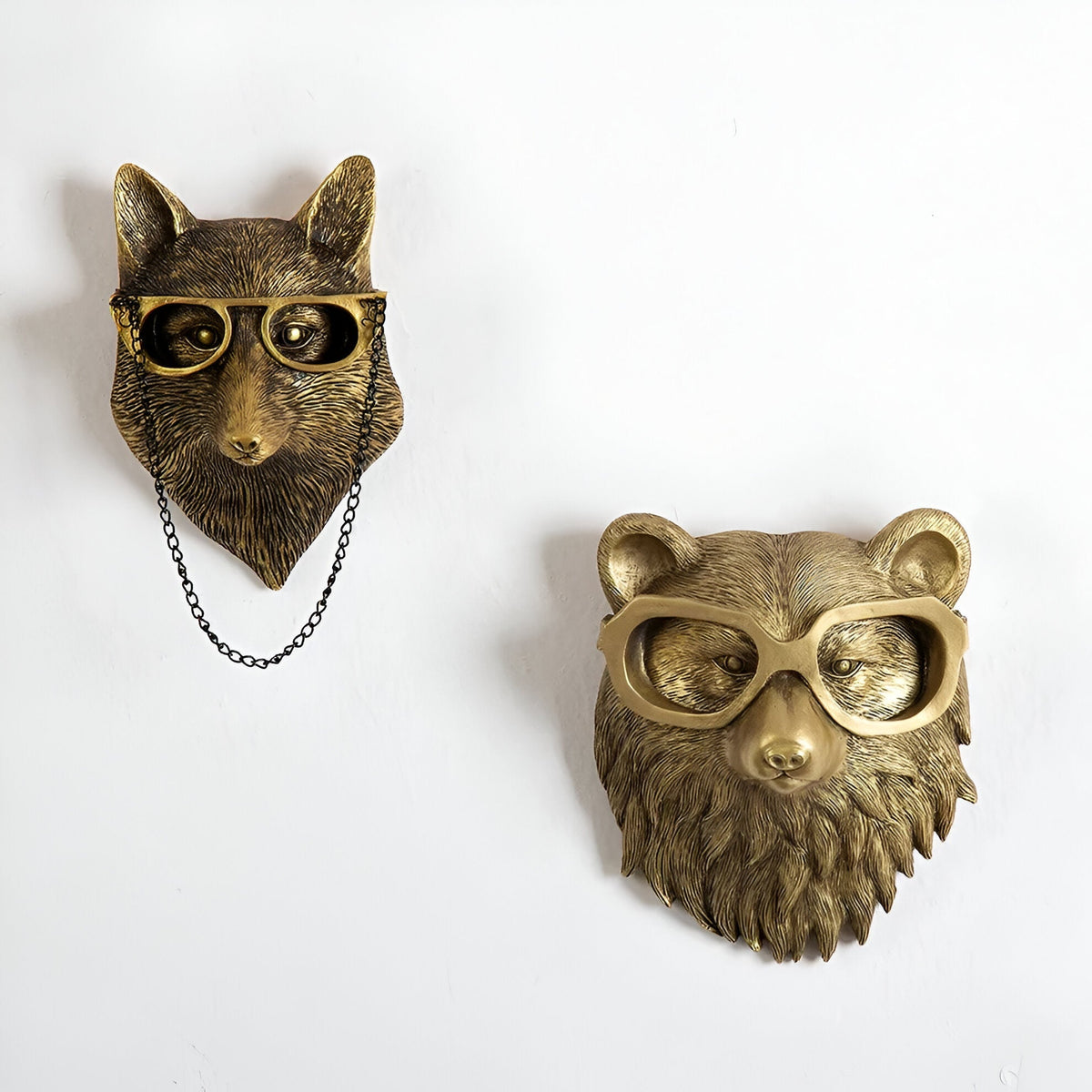 Wandhaak Dierenkop Kunsthars Sculptuur Hal Woonkamer Decoratief Opbergen Brons Messing Vintage Design | Sansoti