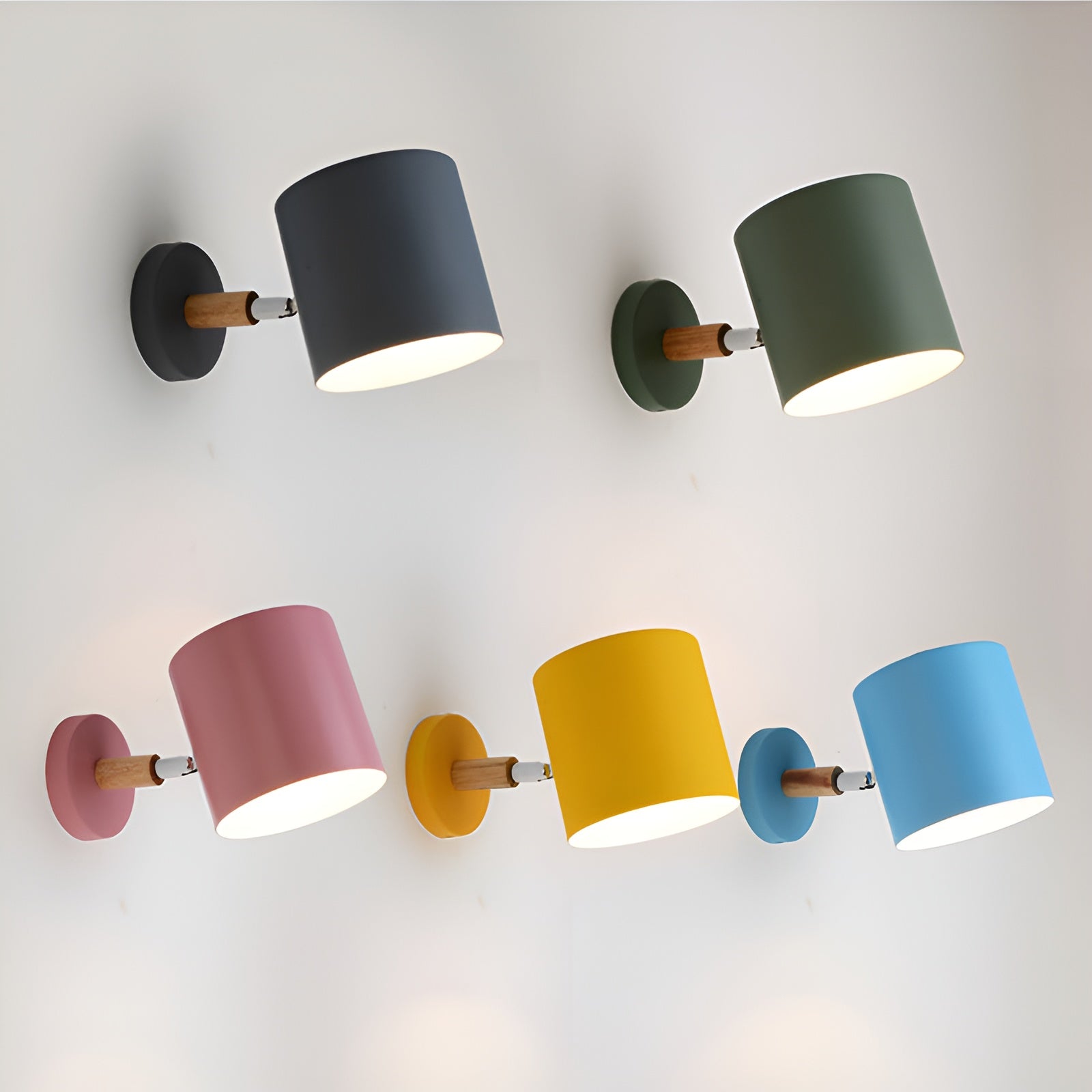 Wandlamp Metaal Hout Roze Verstelbaar 13x14 cm E27 Binnenverlichting Slaapkamer Kinderkamer Bedlamp Scandinavisch | Sansoti