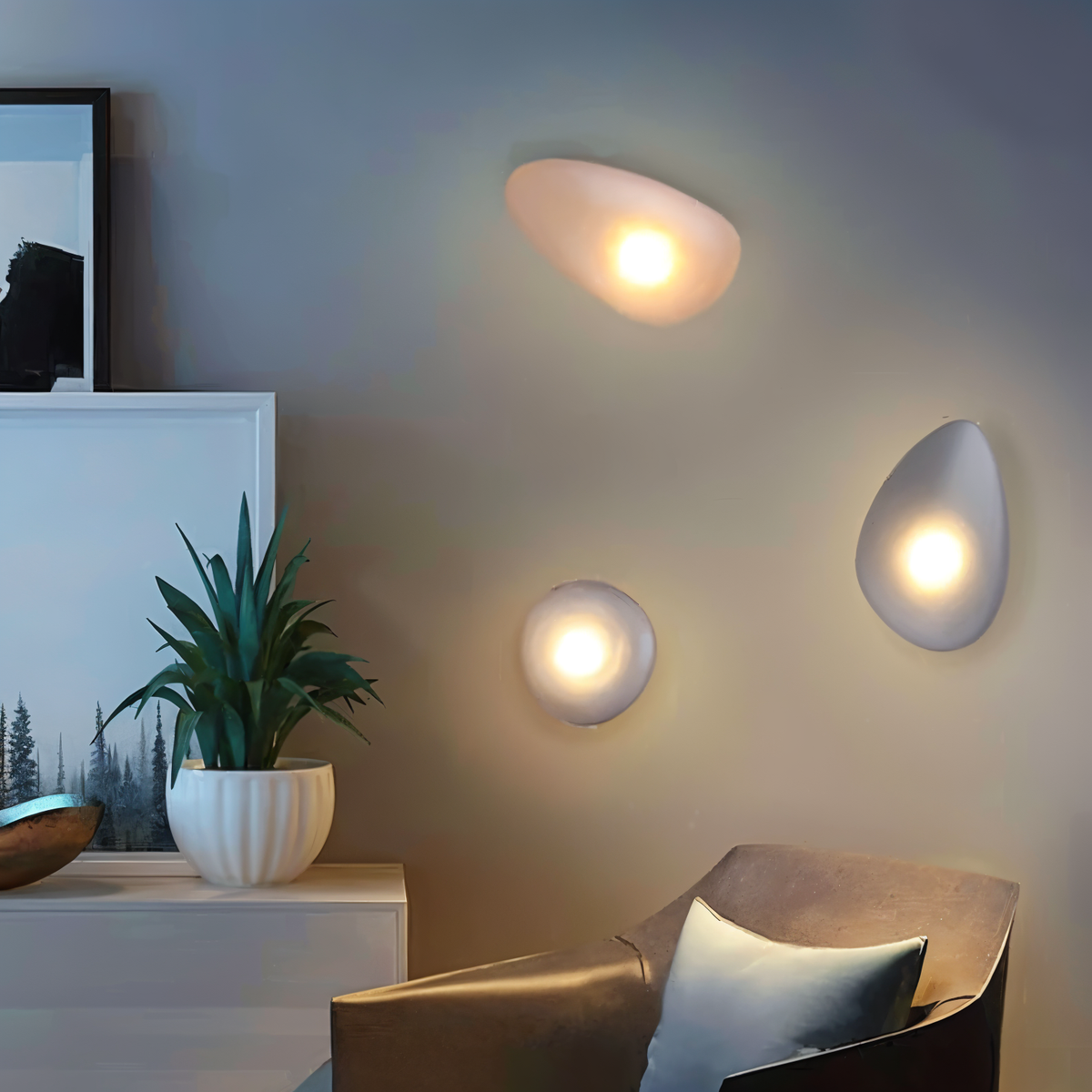 Glas-Wandleuchte LED Warmes Licht Metallrand Wohnzimmer Schlafzimmer Flur Skandinavisches Design Modernes Interieur | Sansoti
