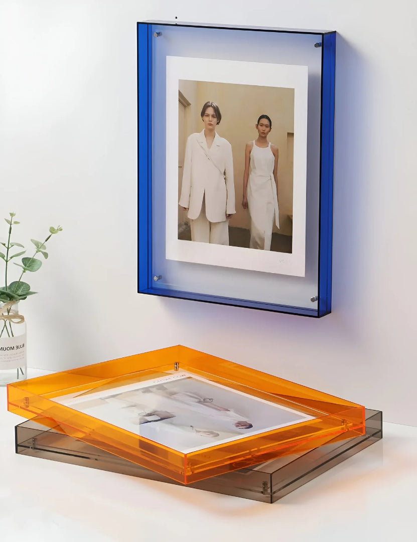 Zwevende Fotolijst Acryl Transparant Bureau Muur Verticaal Horizontaal Modern Design Decoratief 11-30cm | Sansoti