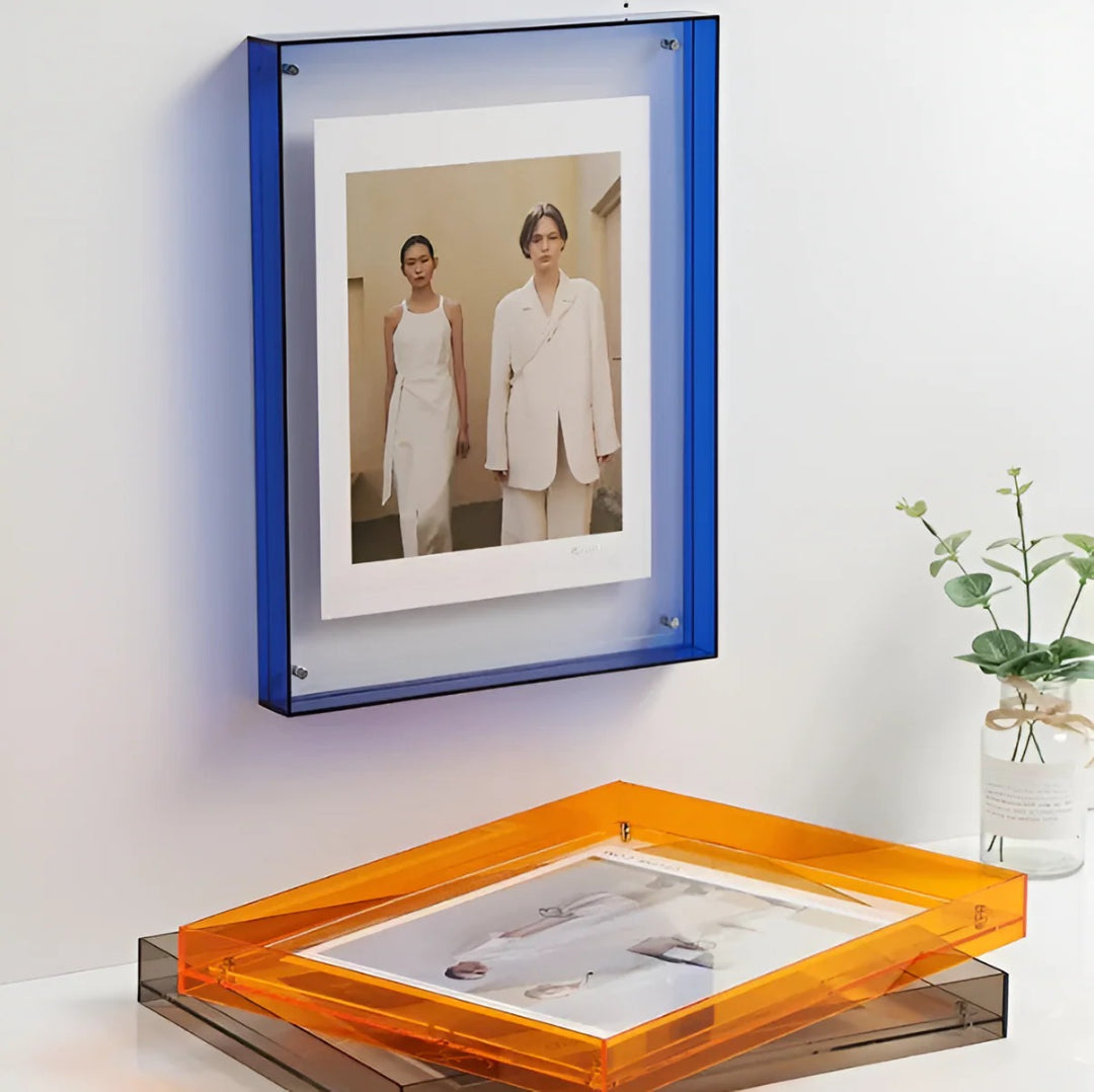 Zwevende Fotolijst Acryl Transparant Bureau Muur Verticaal Horizontaal Modern Design Decoratief 11-30cm | Sansoti