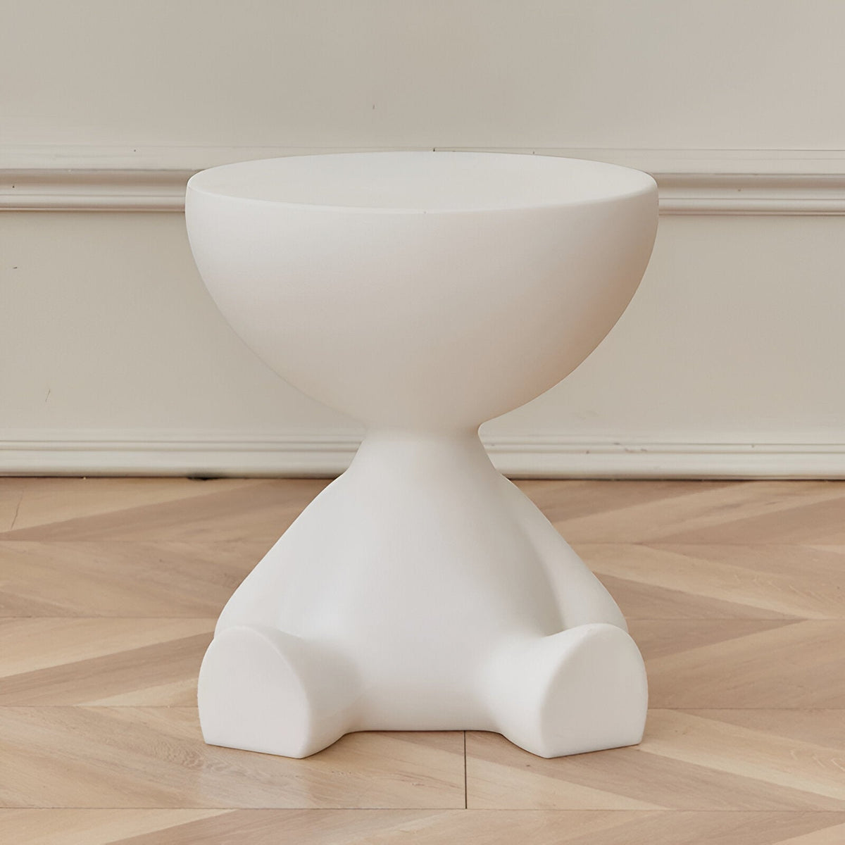 Round Side Table Plastic 37x41cm Compact Coffee Table Living Room Modern Scandinavian Design Black White | Sansoti